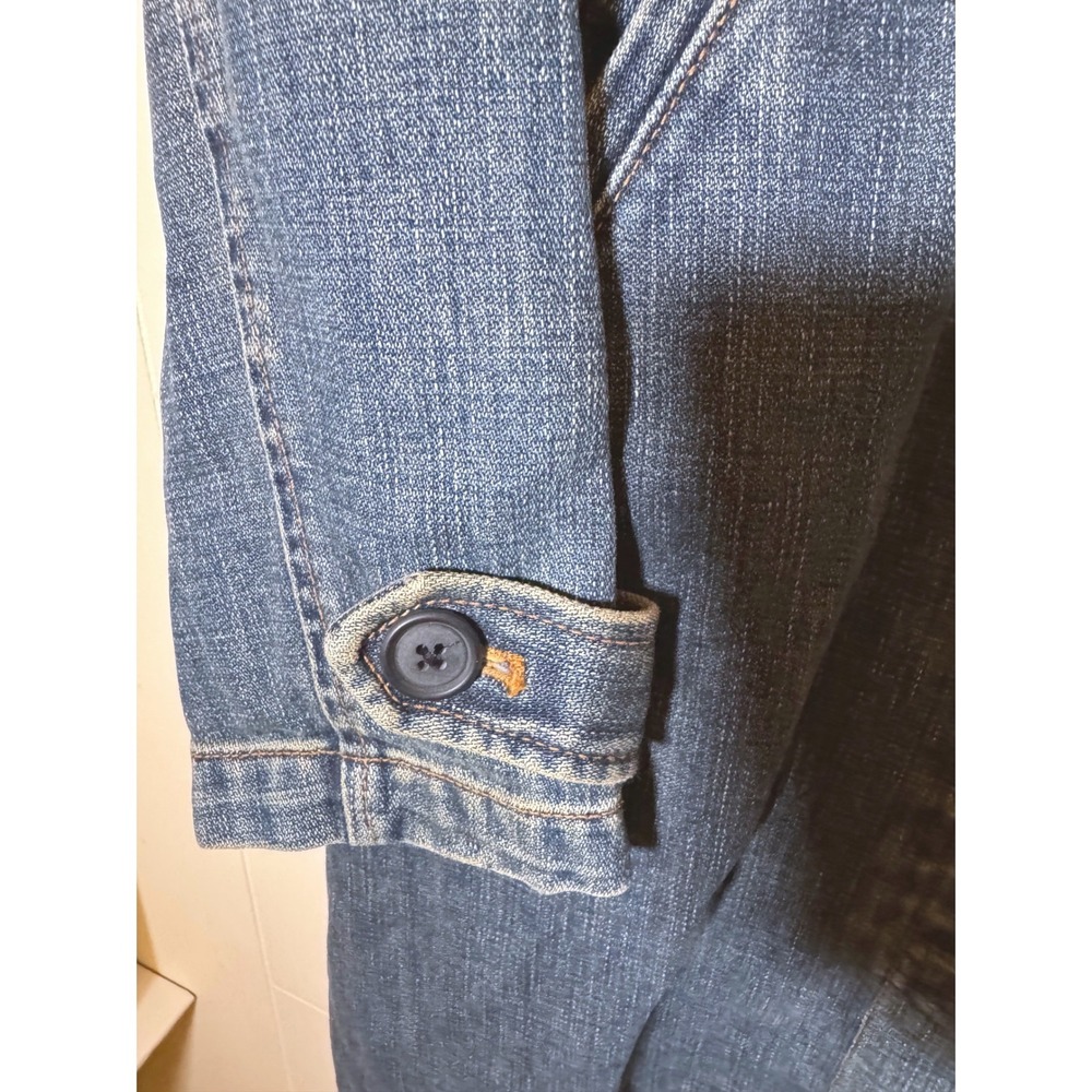 Vintage GAP Denim Trench Coat Womens XS Long Button Up Jean Fall Jacket 2002 Y2K - Picture 5 of 8